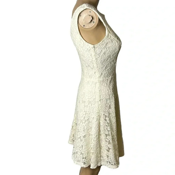 Vtg,lace all over,lined ,fit&Flare dress,size  5.feminine, Y2K,ivory,SPEECHLESS - Picture 3 of 13